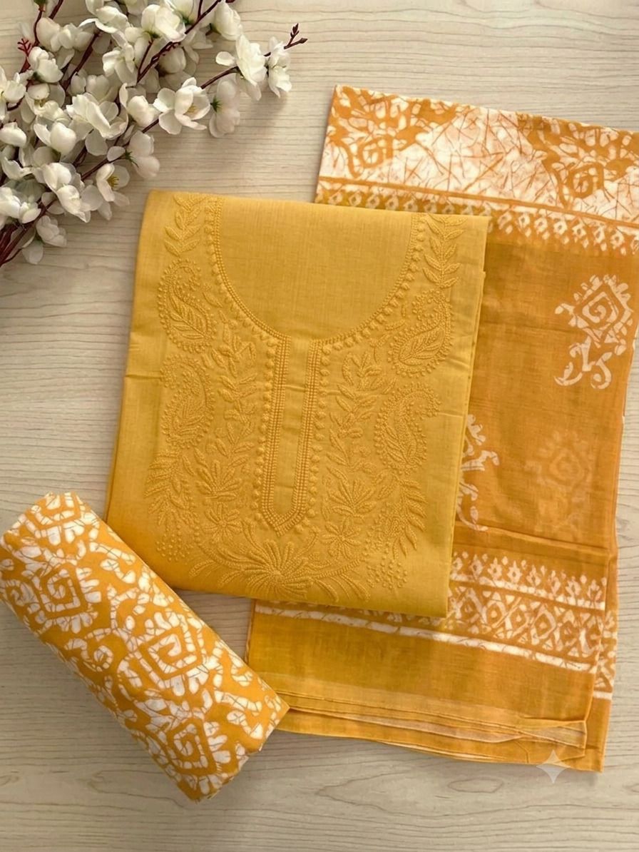 Unstitched Pure Cotton Salwar Suit Material Embroidered-image-44