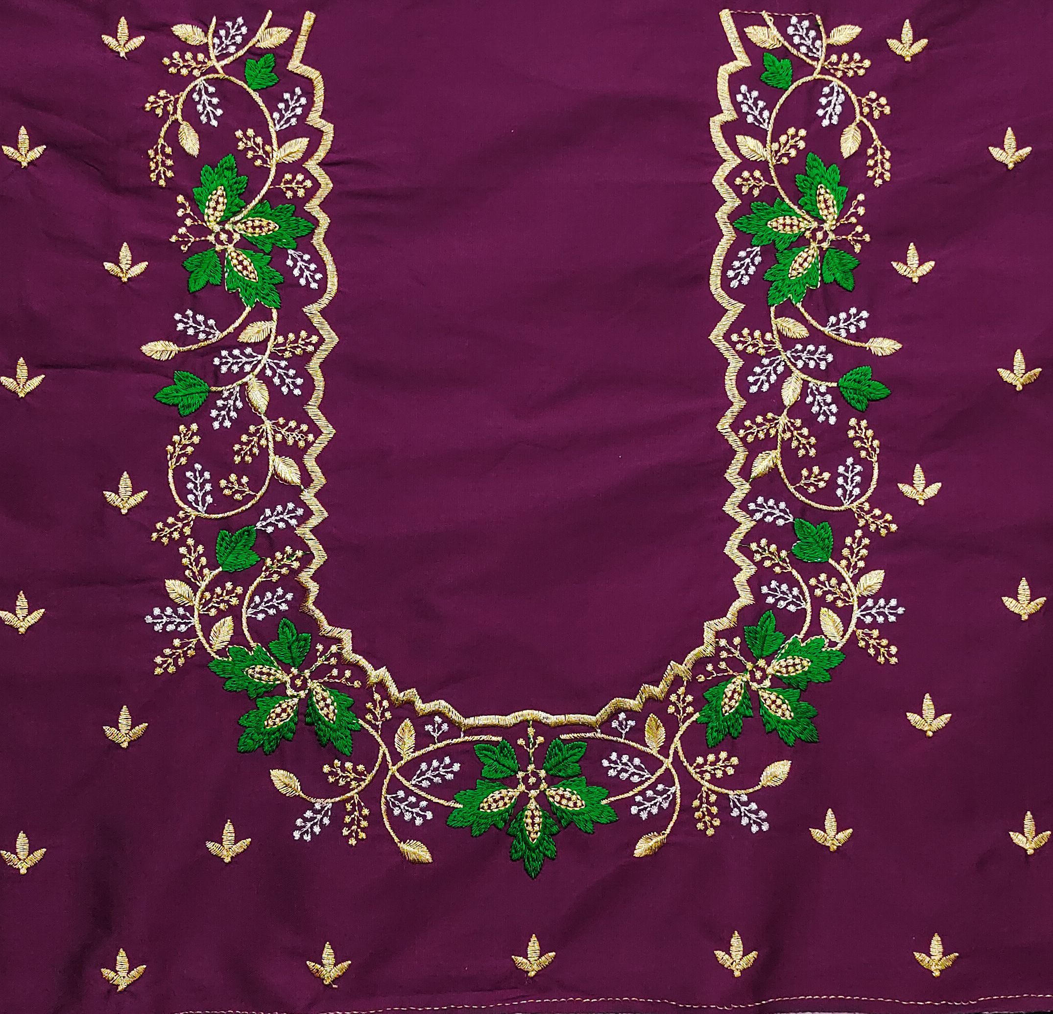 Unstitched Art Silk Blouse Material Embroidered