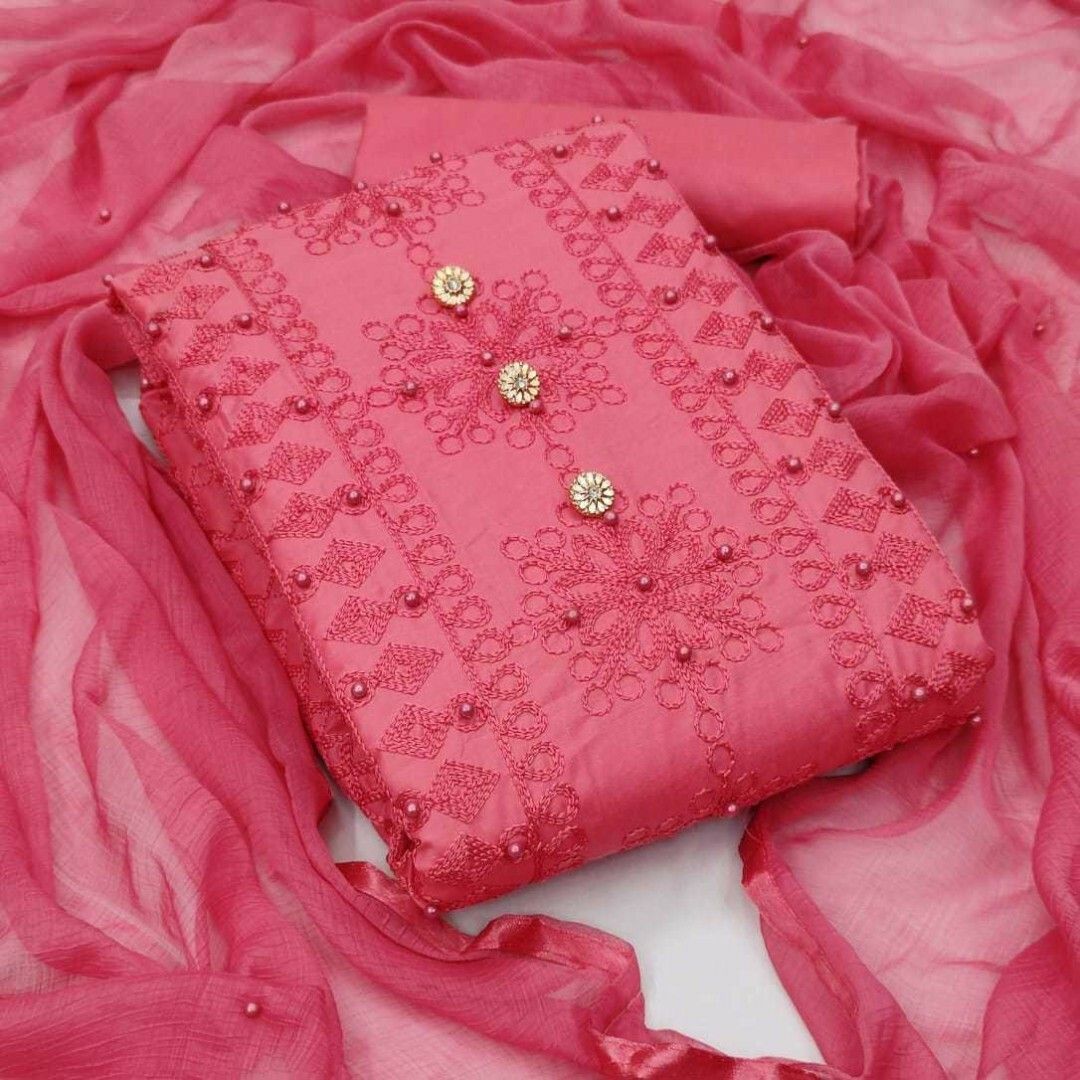 Unstitched Cotton Blend Kurta & Churidar Material Self Design-image-27