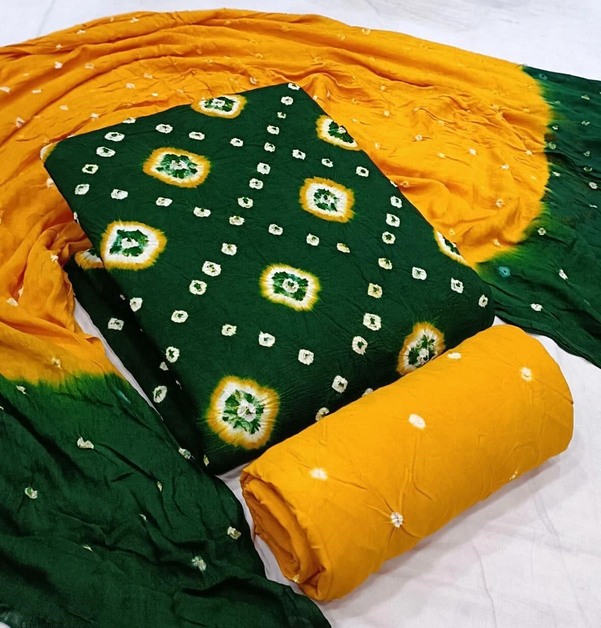 Unstitched Viscose Rayon Salwar Suit Material Dyed