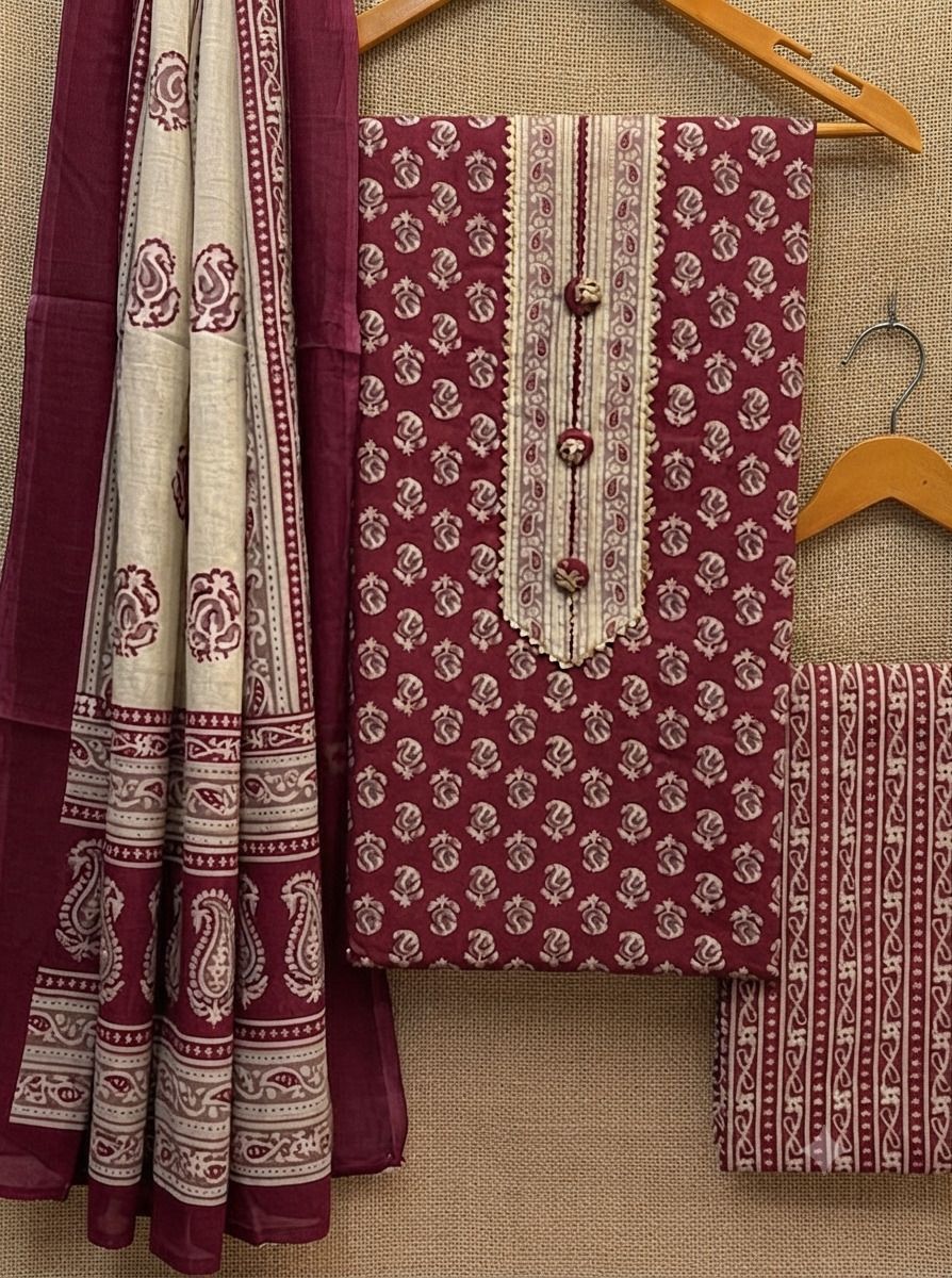 Unstitched Pure Cotton Salwar Suit Material Printed-image-43