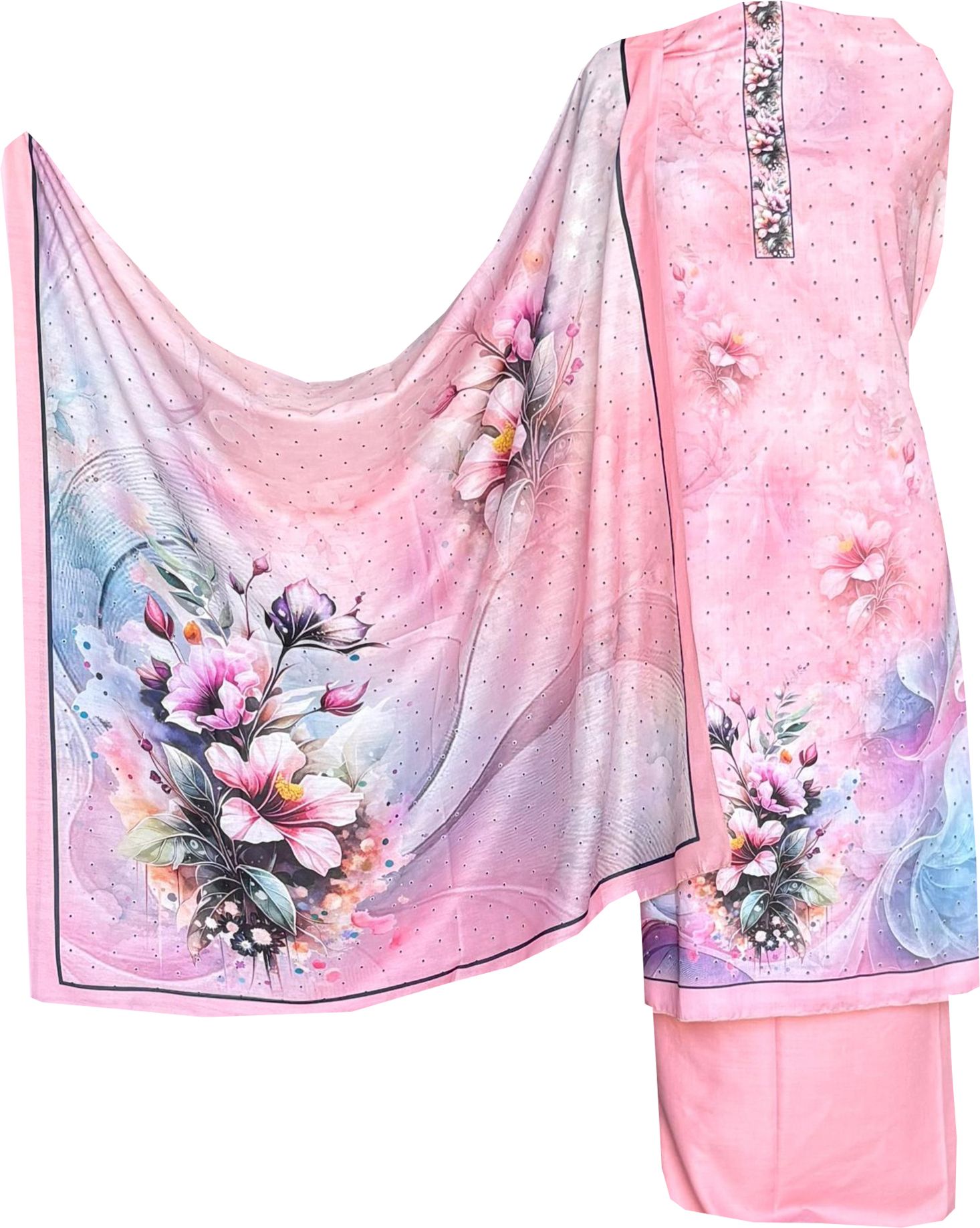 Unstitched Cotton Blend Salwar Suit Material Printed