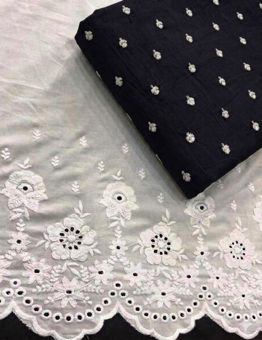 Unstitched Cotton Blend Salwar Suit Material Embroidered-image-25