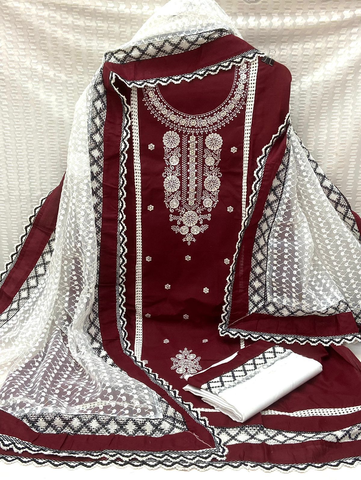 Unstitched Cotton Blend Salwar Suit Material Embroidered-image-49