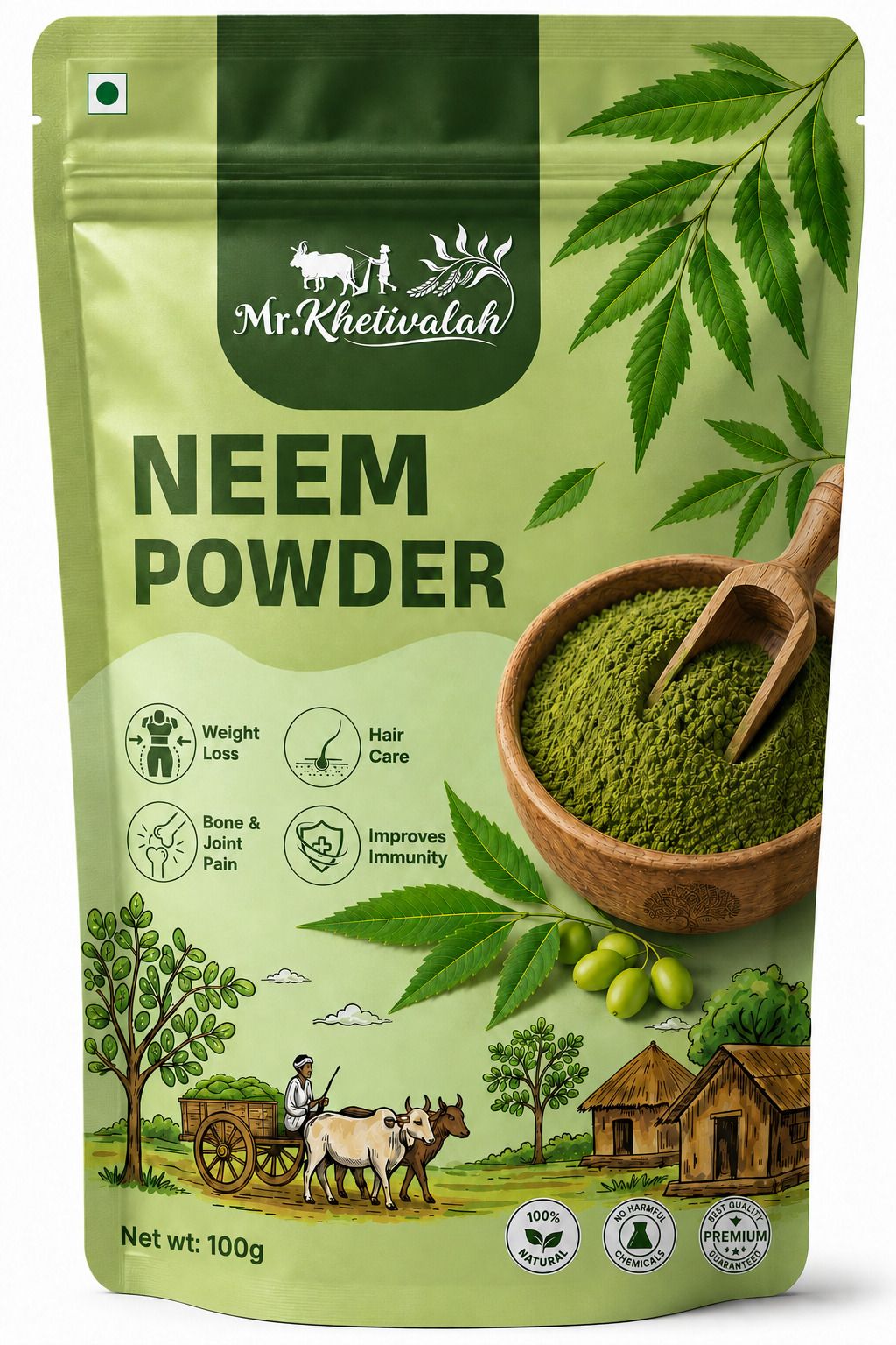 Organic Neem Leaves Powder for Eating, Face Pack, Tooth, Skin, Hair, Drinking-image-20