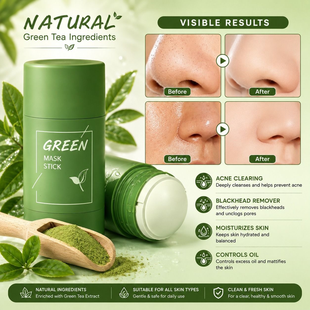 morbee Green Tea Clay Stick Mask for Dark Spot Removal & Blackhead Control-picture-33