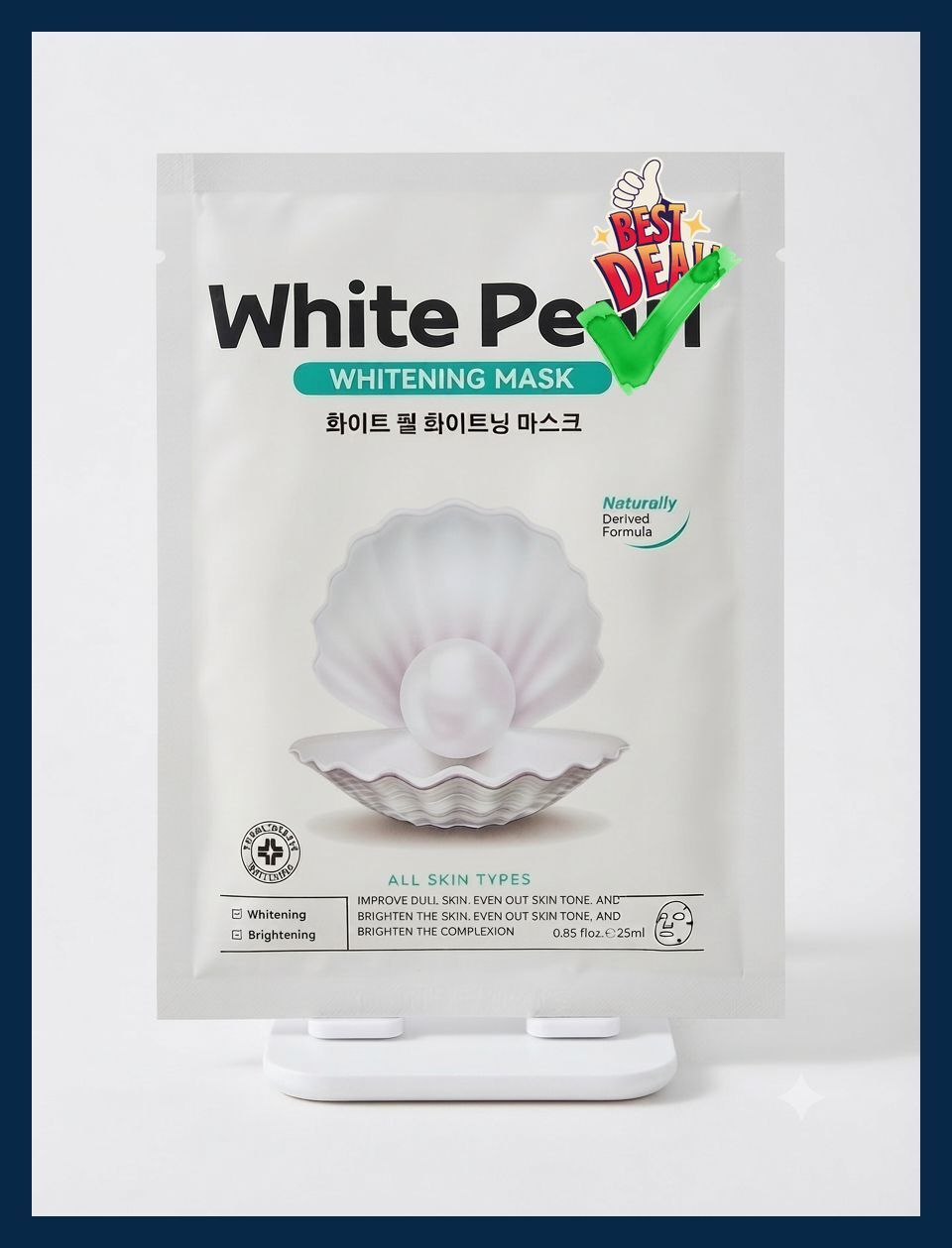 1PCS White Pearl Sheet Mask Reduces Dark Spots, Evens Skin Tone Face Shaping Mask-image-16