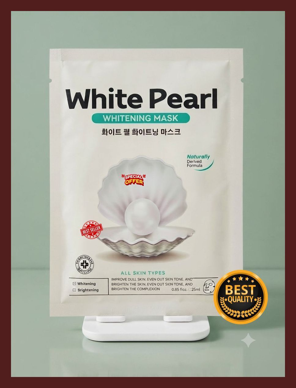 1PCS Korean White Pearl Sheet Mask Reduces Dark Spots Face Shaping Mask-image-20