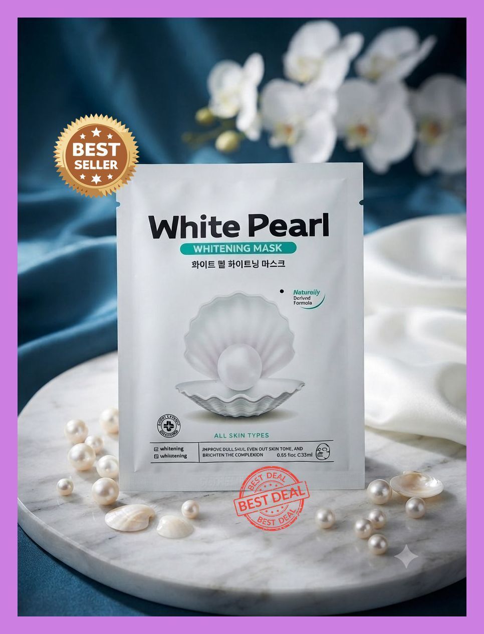 1PCS Korean Face Sheet Mask White Pearl All Skin Types Face Shaping Mask-image-39