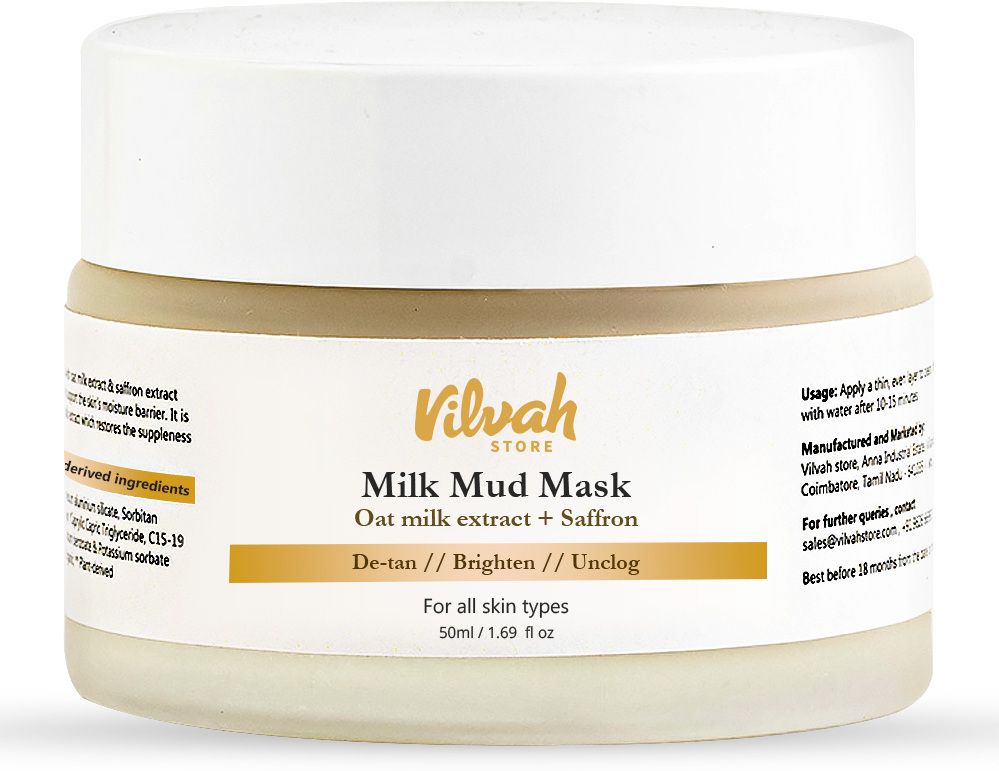 Vilvah Store Milk Mud Mask for De Tan | Non Comedoge