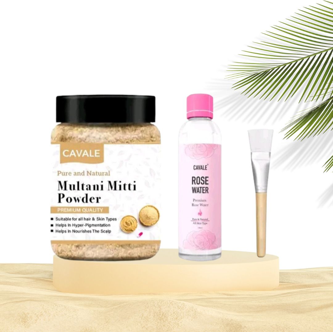 cavale multaani mitti face pack powder 200GM, Rose Water 120ml , Brush face pack-picture-14
