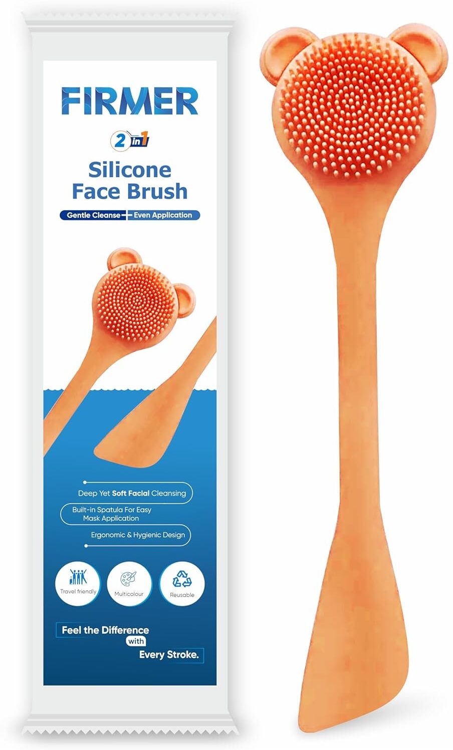 2-in-1 Silicone Face Brush with Mask Applicator | Soft Bristles for Cleansing Face Shaping Mask-image-2