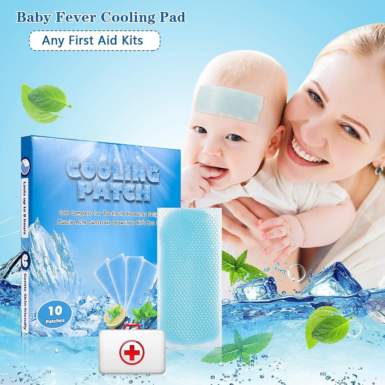 10 Strips Fever Patch Cooling Gel Pad Cool Patches For Baby And Adult Face Shaping Mask-image-1