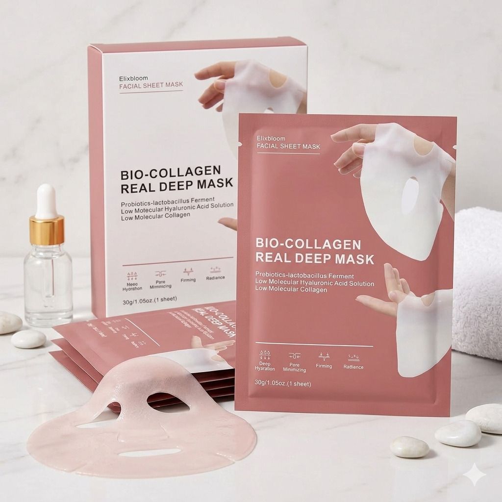 (4)Bio-Collagen Overnight Mask, 4 Pack Facial Collagen Lifting Face Shaping Mask-image-44