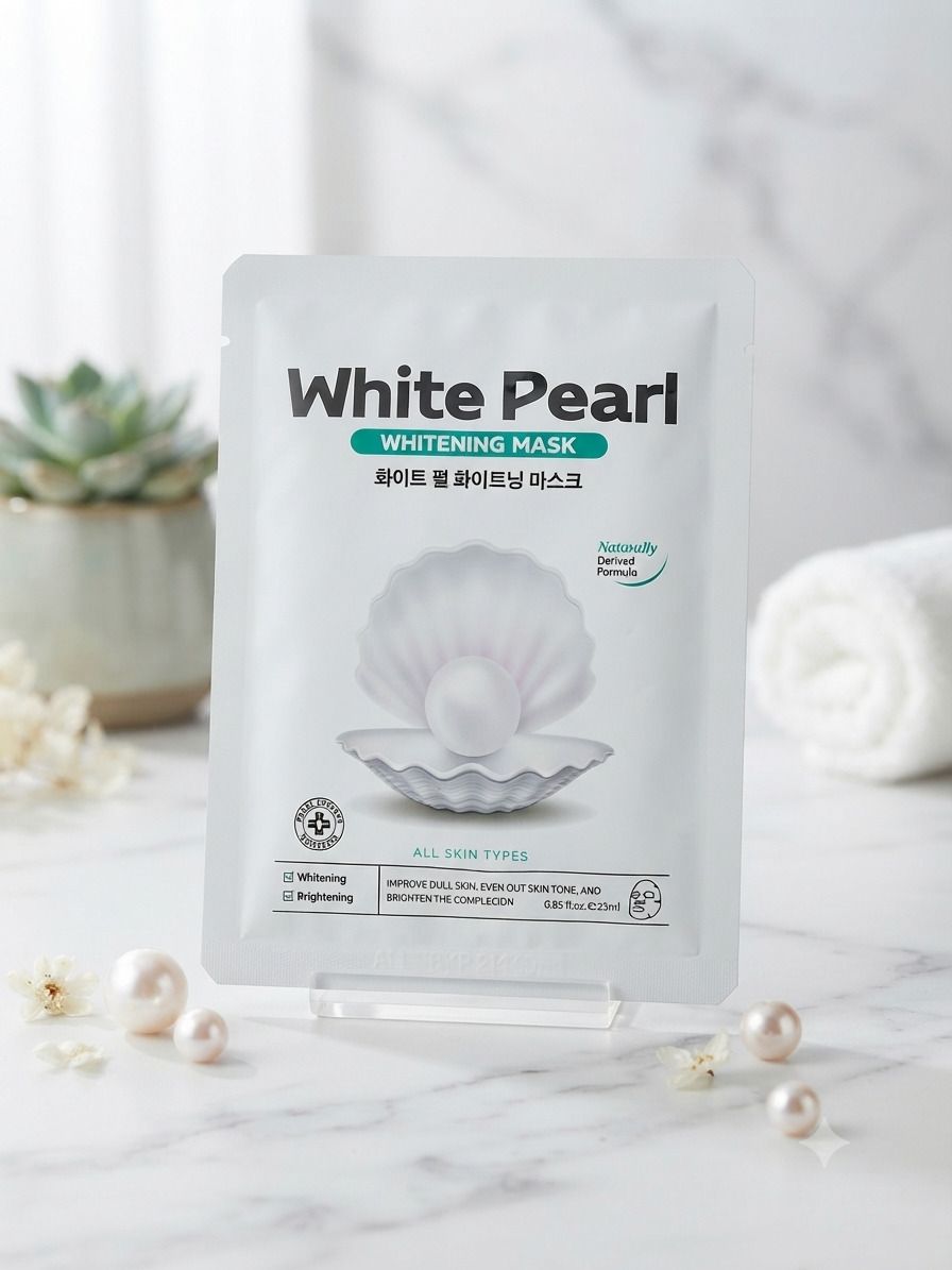 rm enterprise 2 PCS White Pearl Korean Face Sheet Mask for Women & Men Face Shaping Mask-picture-41