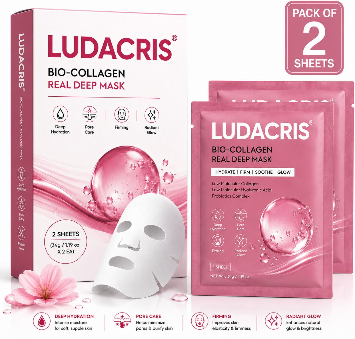 ludacris Collagen Face Mask Pack of 2 Overnight Deep Collagen Night Mask Face Shaping Mask-picture-17