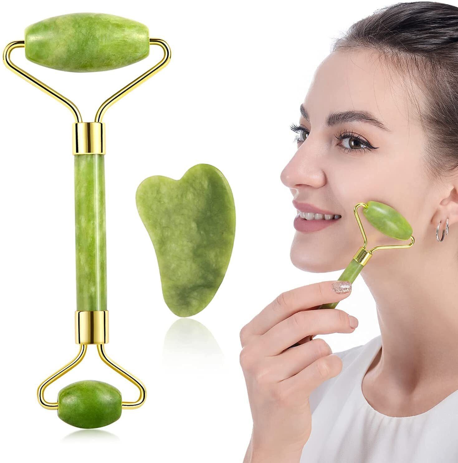 Natural Massager for Face and Neck, Metal Frame, Green Face Shaping Mask
