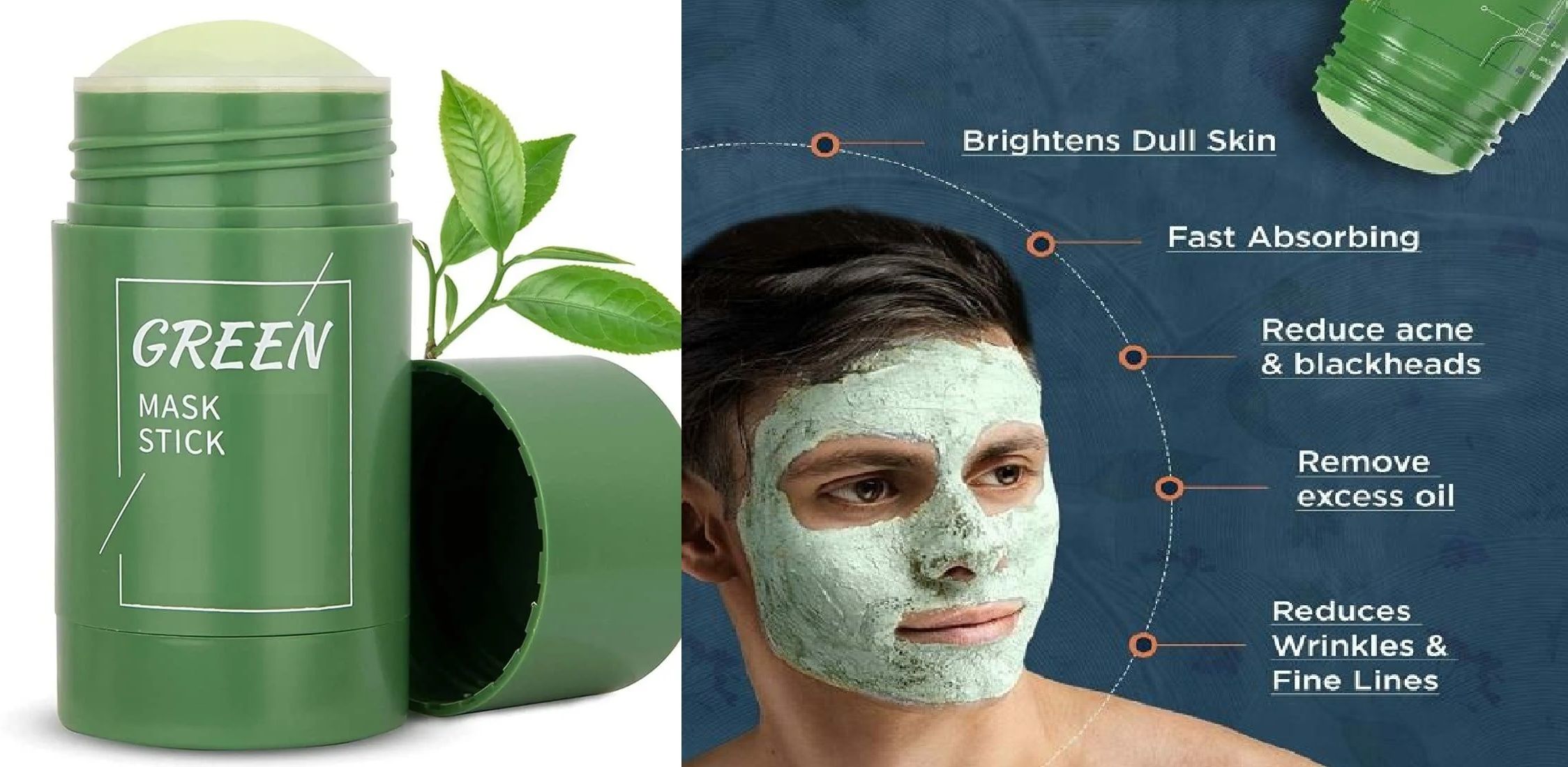 Green Tea Purifying Clay Stick Mask Anti Acne Cleaning Solid Mask Stick For Face Face Shaping Mask-image-12