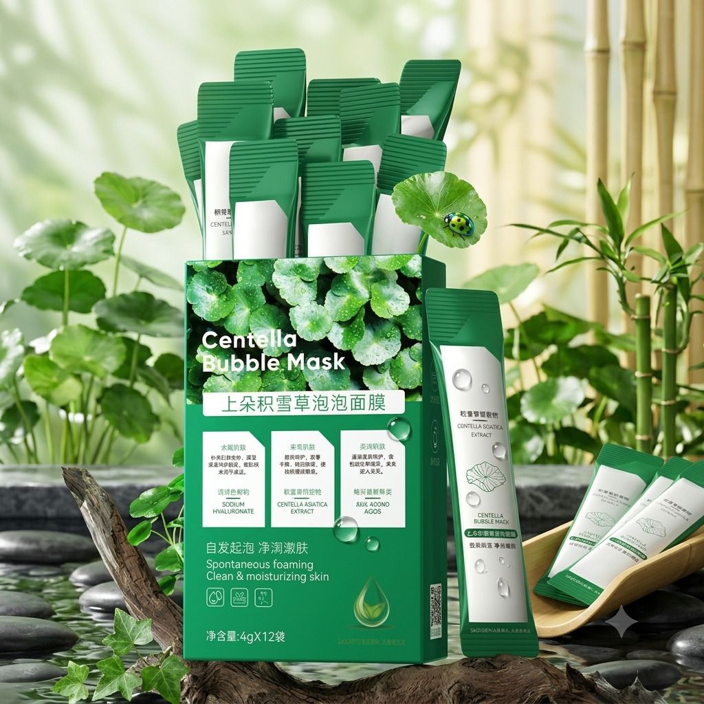 Centella Foam Bubble Facial Mask , Removes Pimples & Dark Circles Face Shaping Mask-image-32