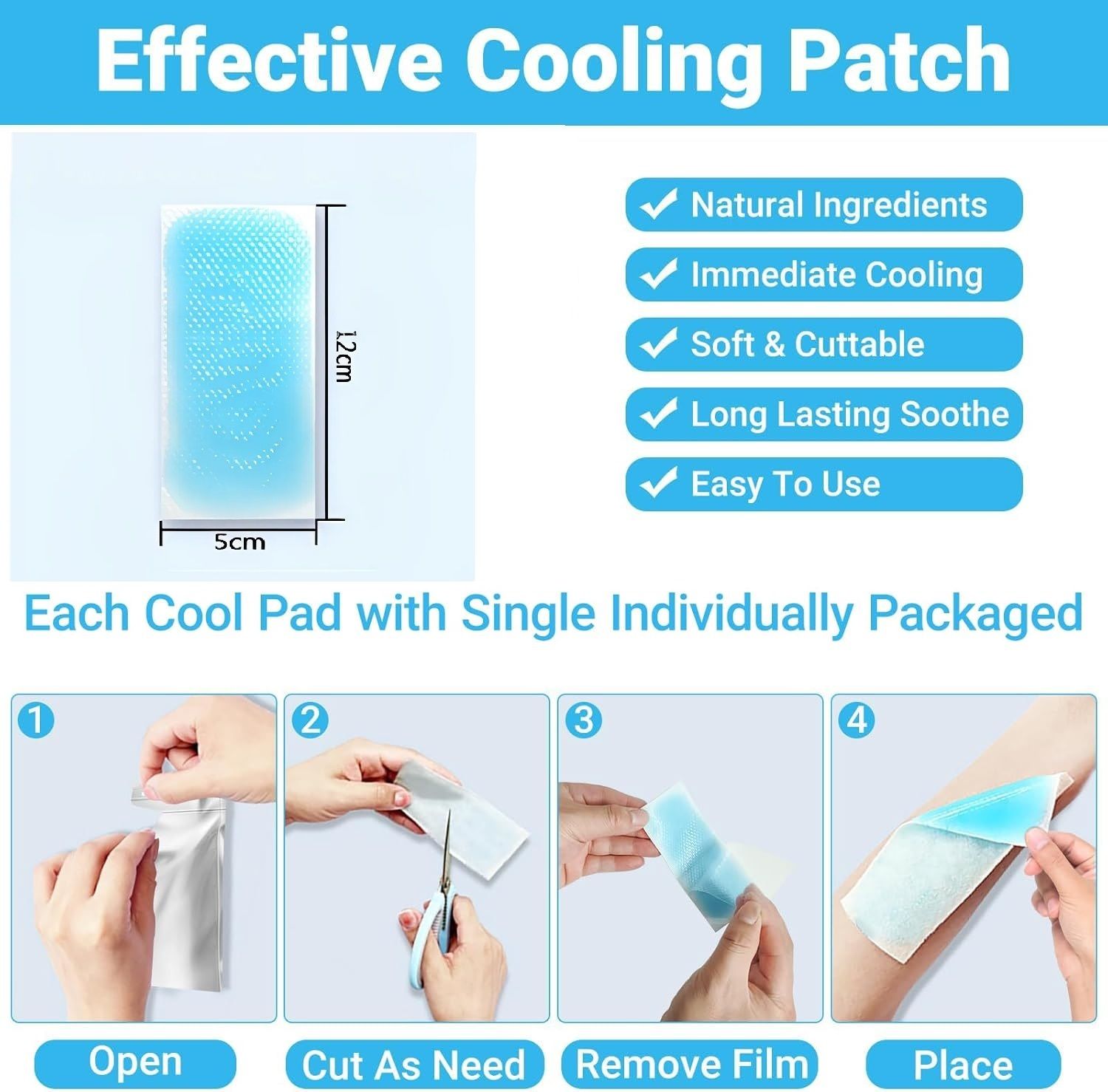 Cooling Headache Pads for Fever Discomfort, Pain Relief, Soothing Migraine Face Shaping Mask-image-2