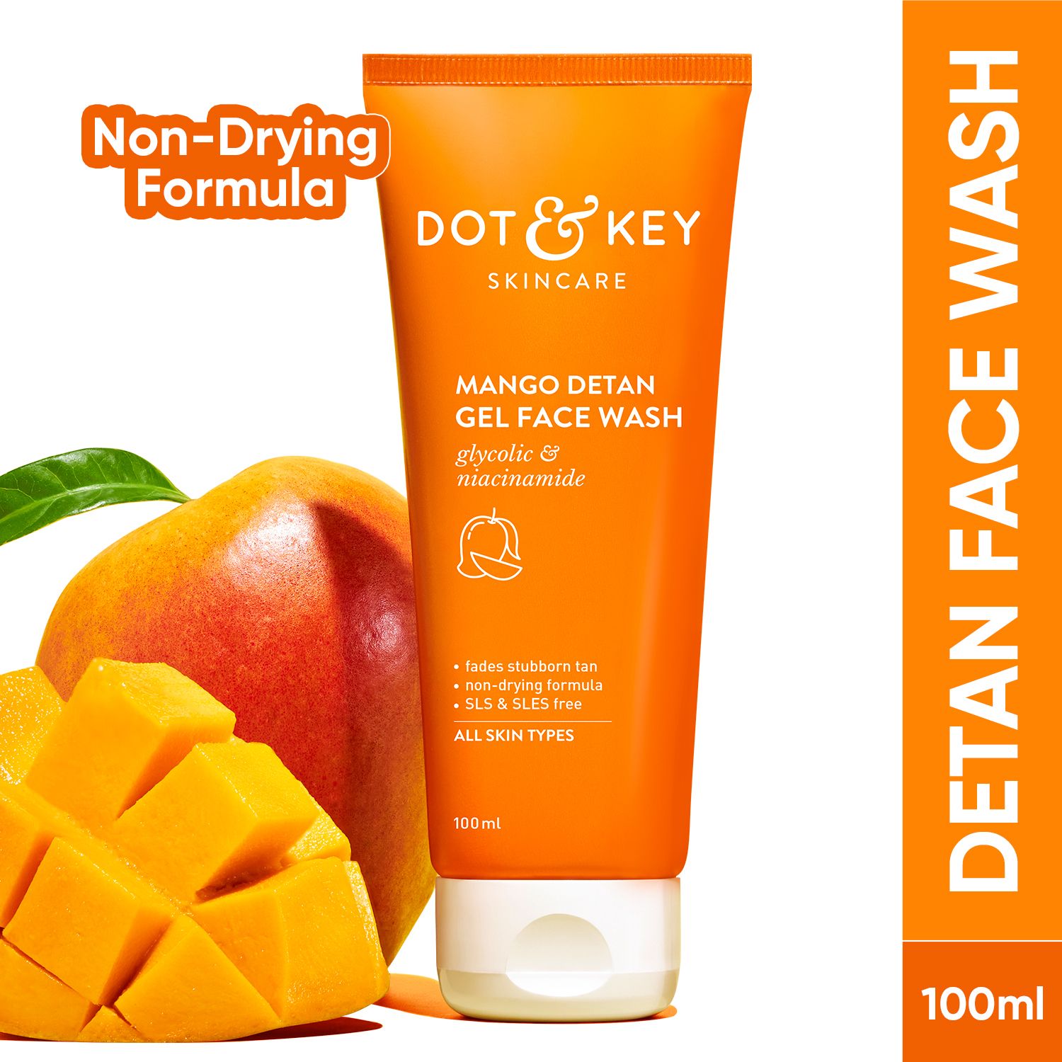 Mango Detan Gel ,Gently Cleanse Skin From Dirt & Oil,Fades Stubborn Tan Face Wash