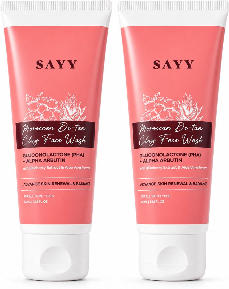 Moroccan De-Tan Facewash | Clay with Gluconolactone (PHA) & Alpha Arbutin | Tan Removal, Deep Cleansing & Skin Brightening | With Aloe Vera Extract | For All Skin Types Face Wash-image-48