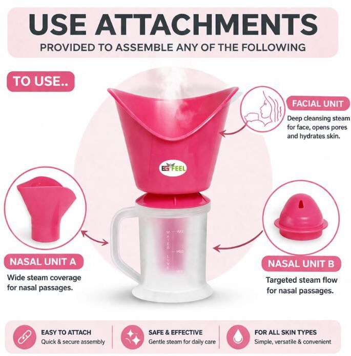egfeel 3-in-1 Facial Steamer & Steam Inhaler for Cold & Face Steamer for Glowing Skin Professional Facial Steamer-picture-23