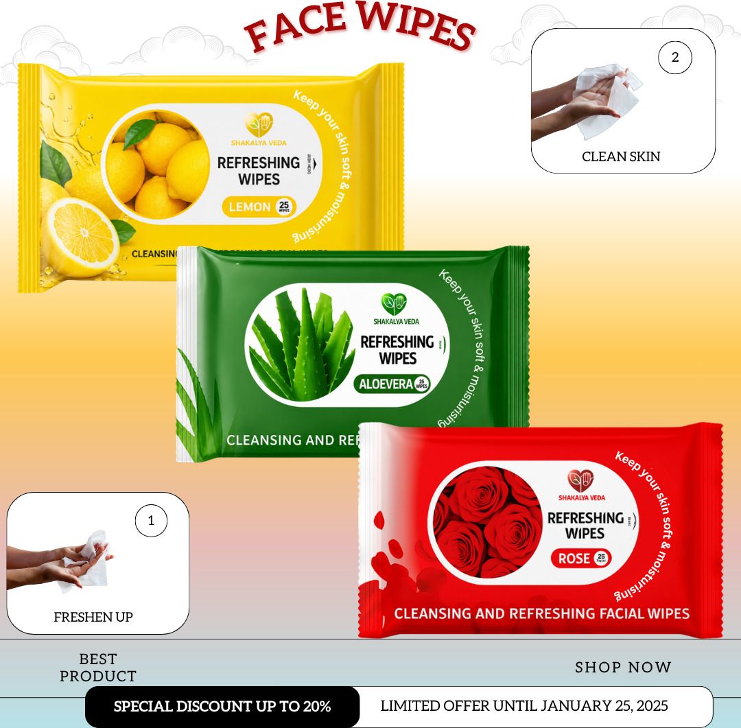 shakalyaveda Facial Wet Tissue Wipes | Rose Aloe Vera Lemon Face Wipes | Daily Use Pack of 3-picture-27