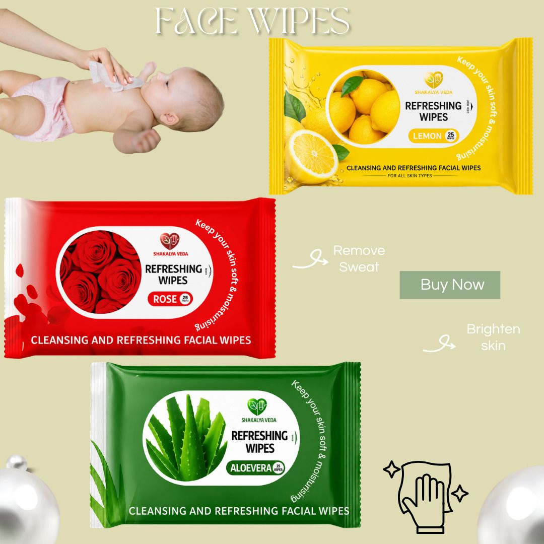 shakalyaveda Rose Aloe Vera Lemon Facial Wipes | Makeup Remover Wet Wipes Pack of 3-picture-5