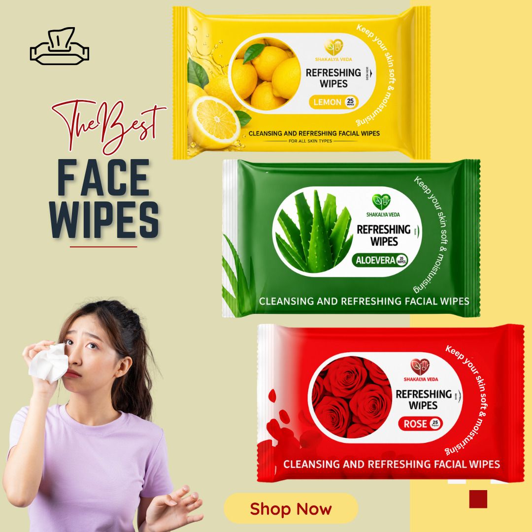 shakalyaveda Face Wipes for Men & Women | Rose Aloe Vera Lemon Facial Wet Wipes | 75 Wipes-picture-28