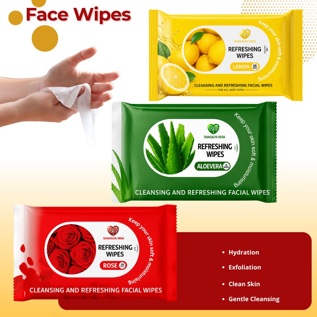shakalyaveda Rose Aloe Vera Lemon Face Wipes | Daily Use Facial Cleansing Wipes | 75 Wipes-picture-31