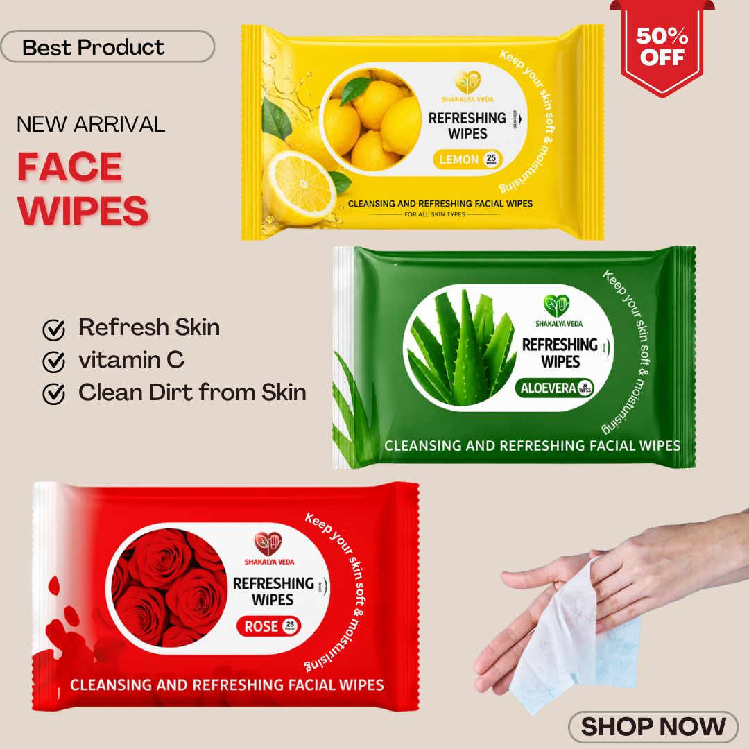 shakalyaveda Soft & Chemical-Free Wet Wipes | For Face, Baby & Travel Use | 75 Count (3 pack)-picture-29