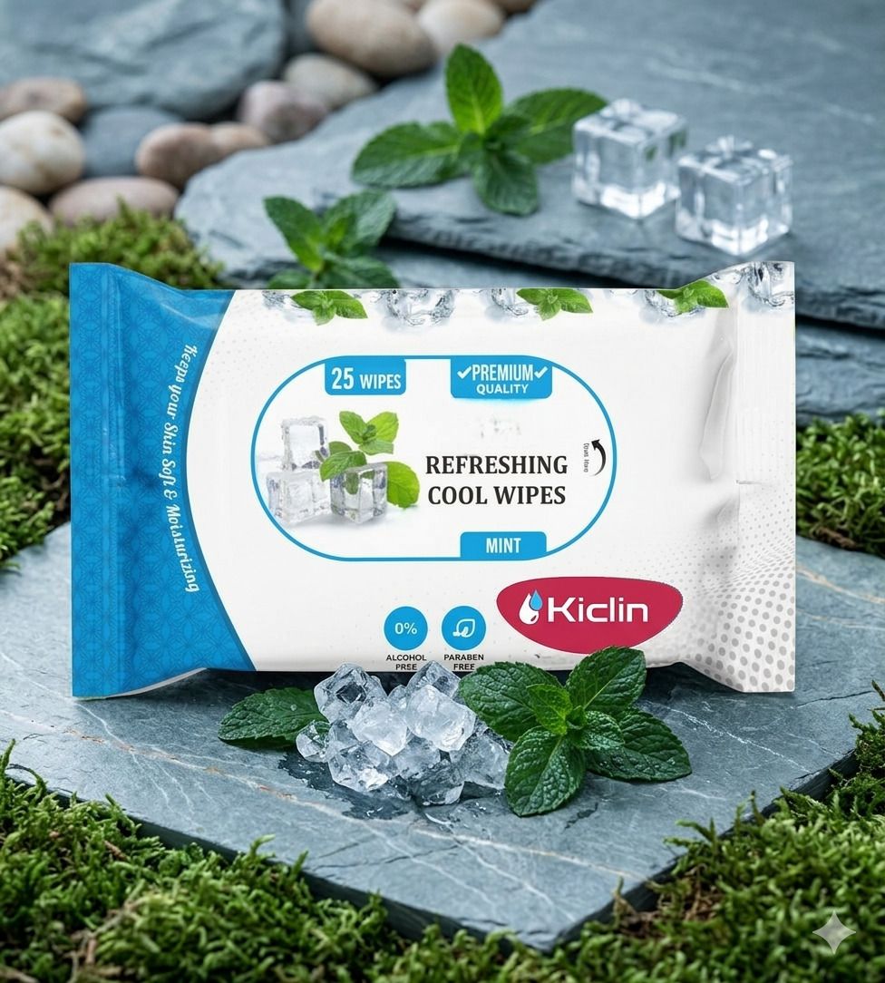 kiclin Cooling Wet Wipes for Summer | Ice Mint Face Wipes with Vitamin E-picture-19