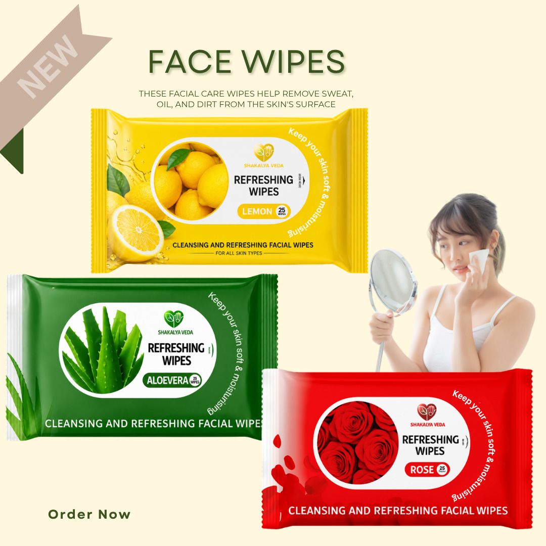 shakalyaveda Rose Aloe Vera Lemon Wet Wipes | Refreshing Face Cleansing Wipes-picture-1