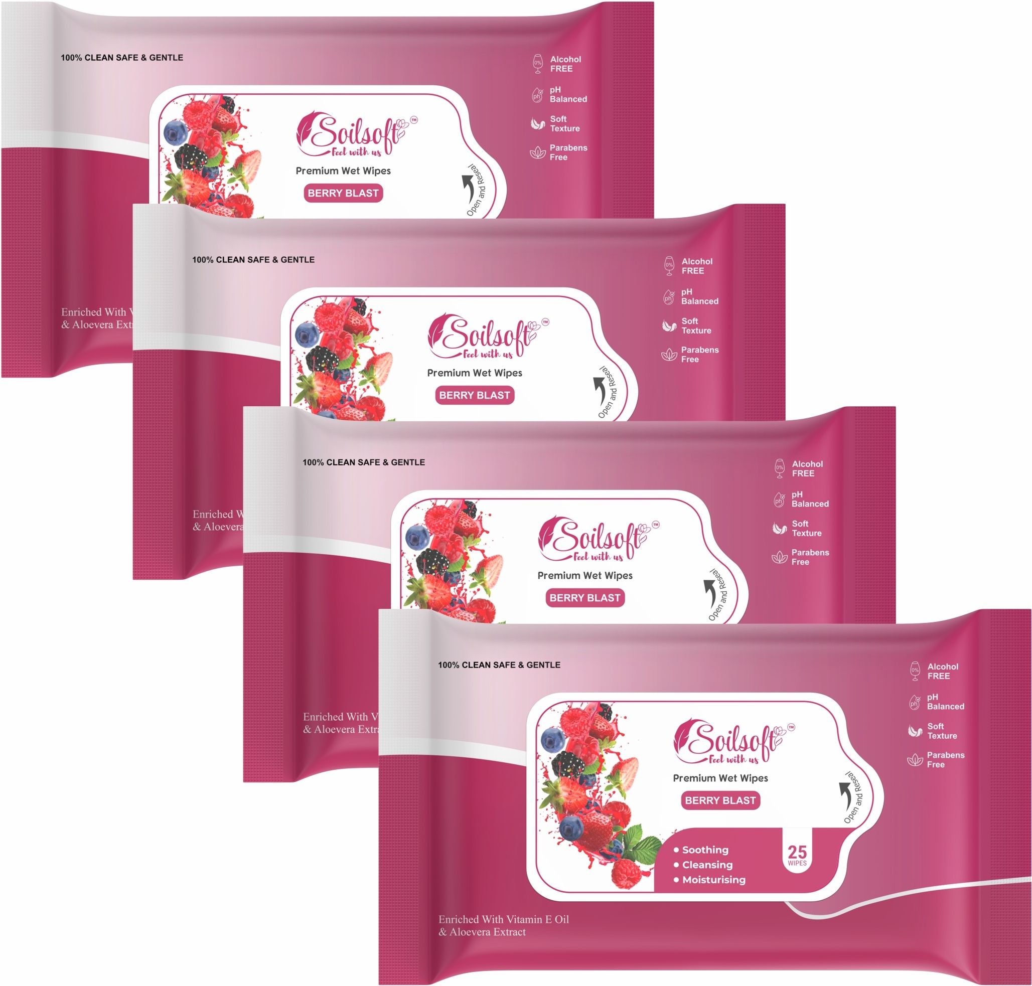 Refreshing Face Wipes With Berry Blast (Pack of 100)-image-13