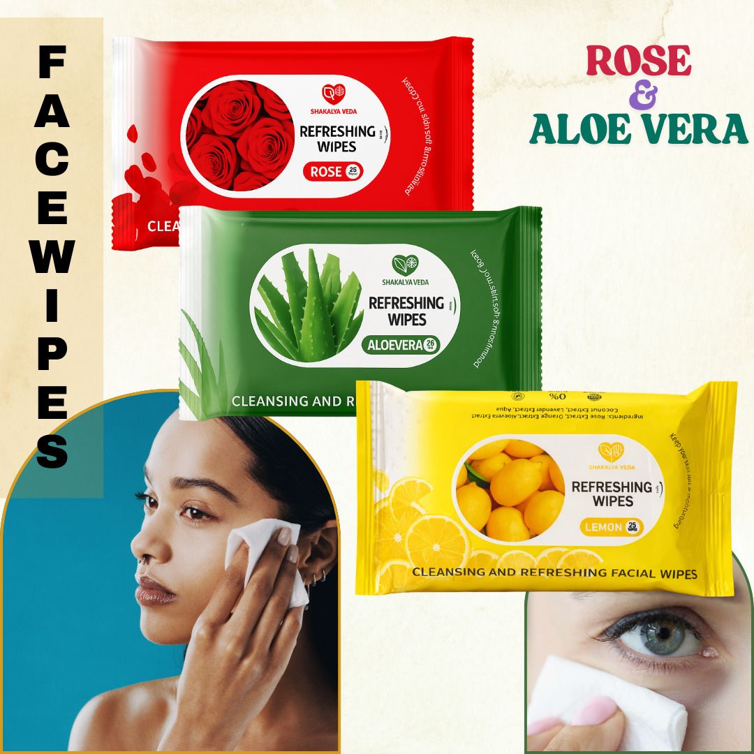 shakalyaveda Rose Aloe Vera Lemon Refreshing Face Wipes | 75 Wipes-picture-7