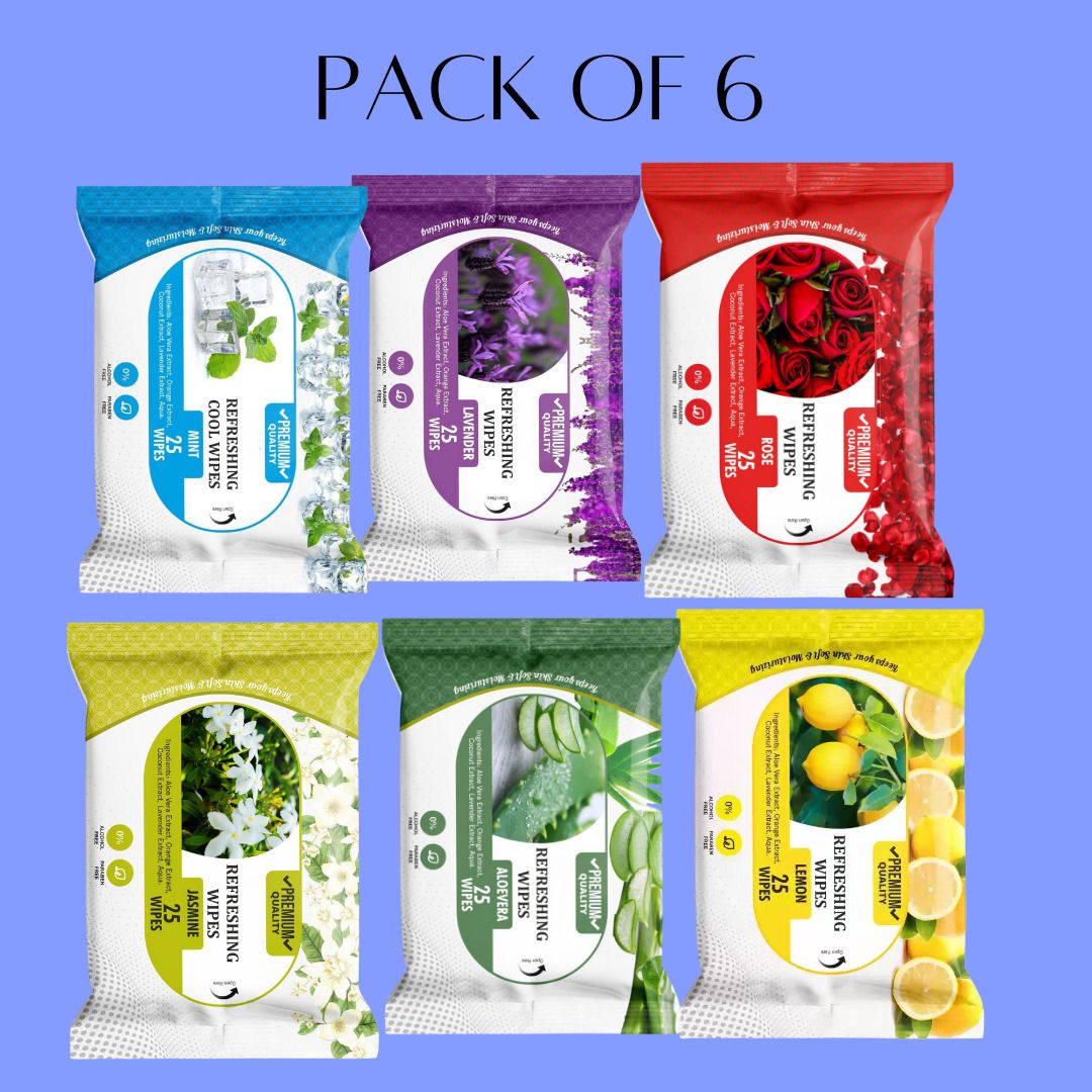 Cleansing & Refreshing Facial Wipes (Rose,Aloevera,lemon,jaismine,mint)-image-49