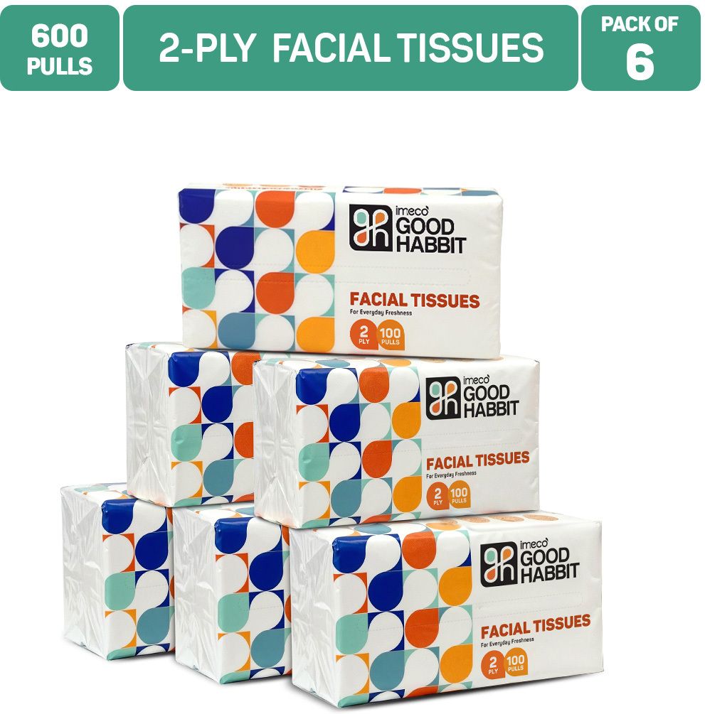 Good Habbit 2 Ply Facial Tissue | Soft & Absorbent Tissues | 100 Pulls Per Pack-image-45