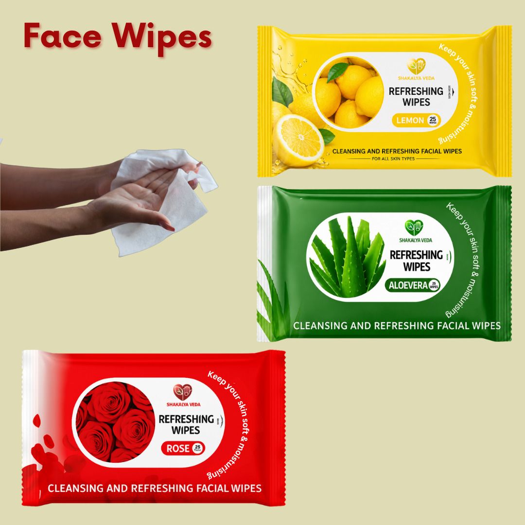 shakalyaveda Refreshing Face Wipes | Rose Aloe Vera Lemon Facial Wet Wipes | Pack of 3-picture-30