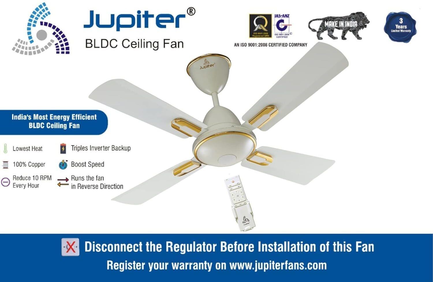 Air-Ryder with 2 Year Warranty BLDC Motor with Remote, IoT Enabled, Remote Controlled, Silent Operation 1050 mm Ceiling Fan-image-34