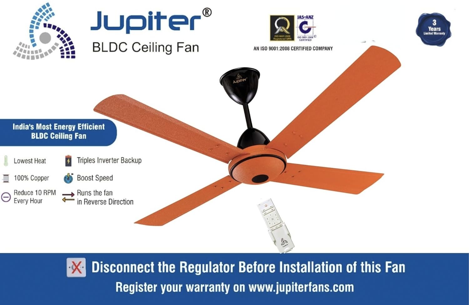 Quadcopter Royal Orange with 2 Year Warranty 1200 mm Ceiling Fan-image-10