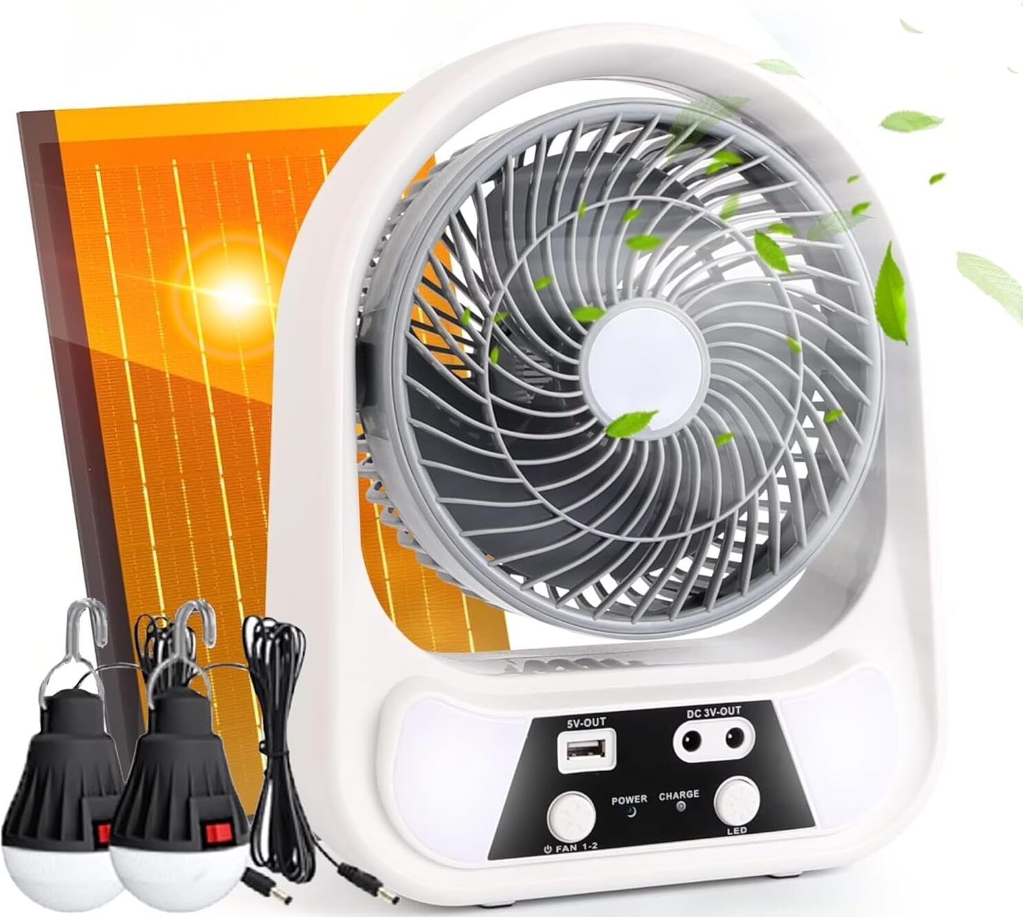 DRUMSTONE 8 Inch Solar Camping Fan with LED Lantern | USB-C Rechargeable Tent Fan Gift 8 Inch Solar Camping Fan with LED Lantern | USB-C Rechargeable Tent Fan Gift USB Fan-image-1