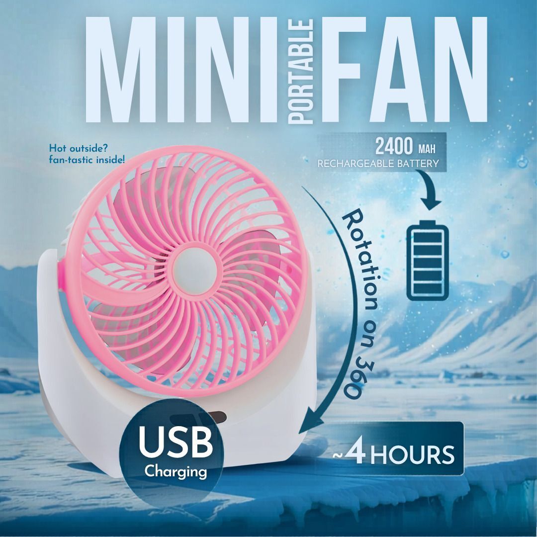 Portable Mini Fan USB Rechargeable 2400mAh Battery 360 Cooling Fan Desk Table with 1 Months Warranty BLDC Motor, Silent Operation, With LED Indicators, Ultra High Speed 1320 mm Table Fan-image-24