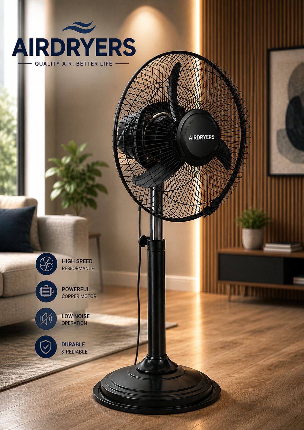 Mini Pedestal Fan with Copper Moter|| Anti Rust, High Air Delivery, Silent Operation, Ultra High Speed 300 mm Pedestal Fan-image-39