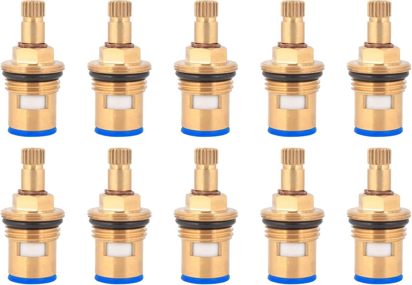 Brass Ceramic Disc Cartridge Quarter Turn 1/2 Inch for Hot and Cold Bathroom Kitchen Tap Faucet Valve - Pack Of 10 Piece Faucet Spindle-image-45