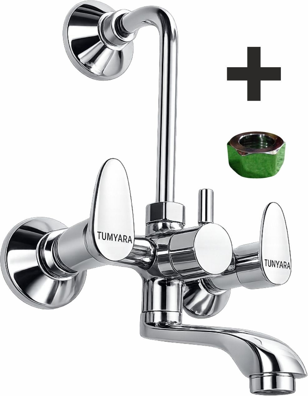 tumyara Garnet Leaf Brass Wall Mixer | Brass Leg & SS L-Bend | 10Y Warranty Faucet Handle-picture-10