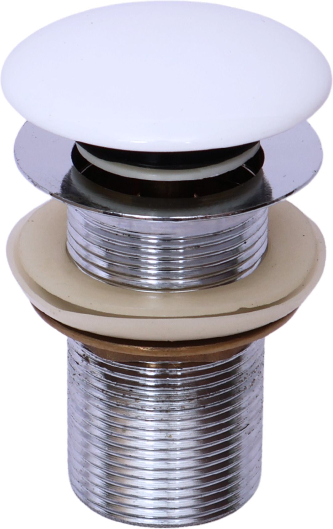 Brass Full Thread Pop-Up Basin Waste Coupling | White Chrome Finish | Faucet Arm-image-1
