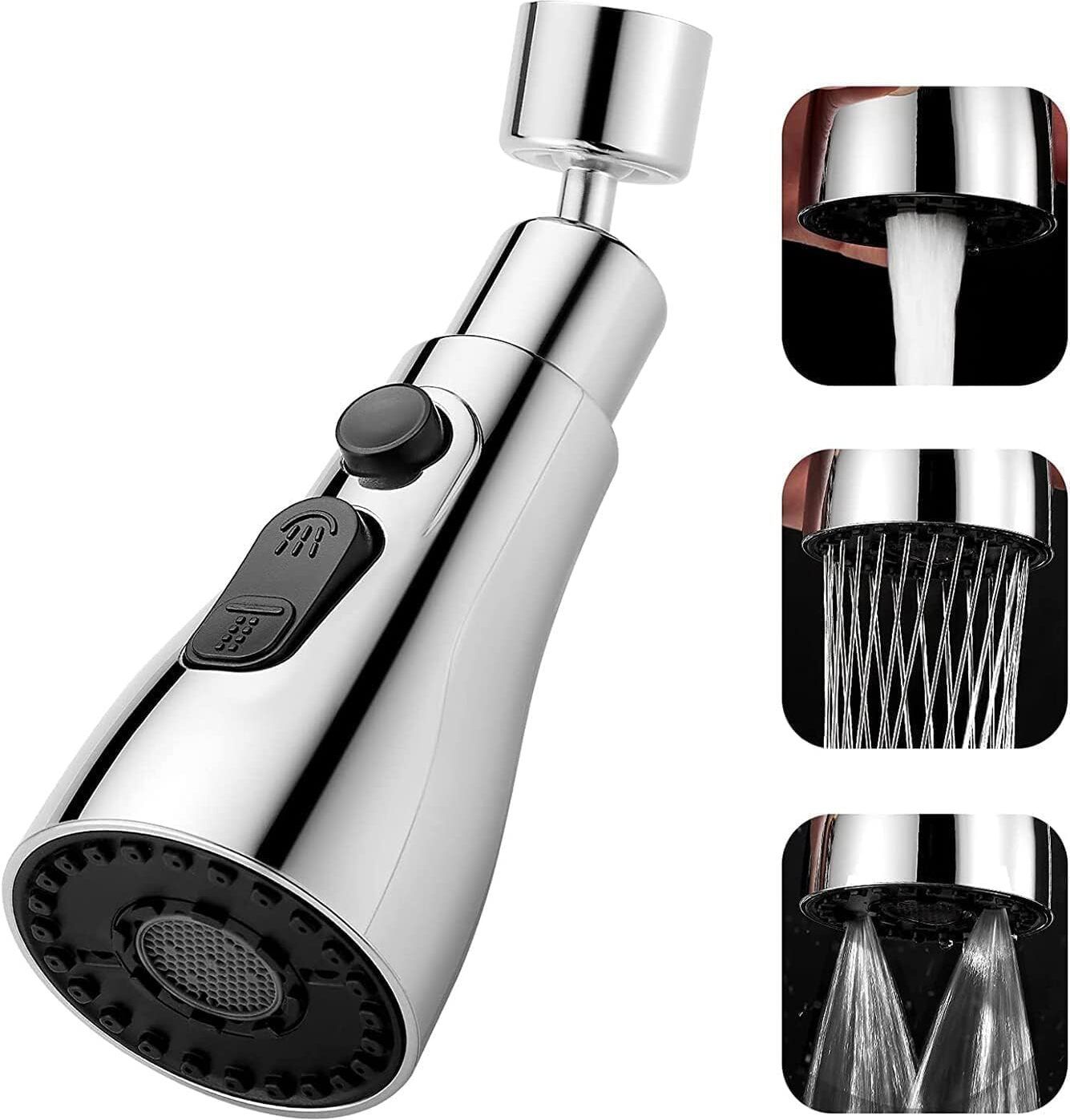 Kitchen Faucet Extender, Chrome Plated, 3-Mode Spray Head, Flexible Extension Faucet Nozzle-image-25
