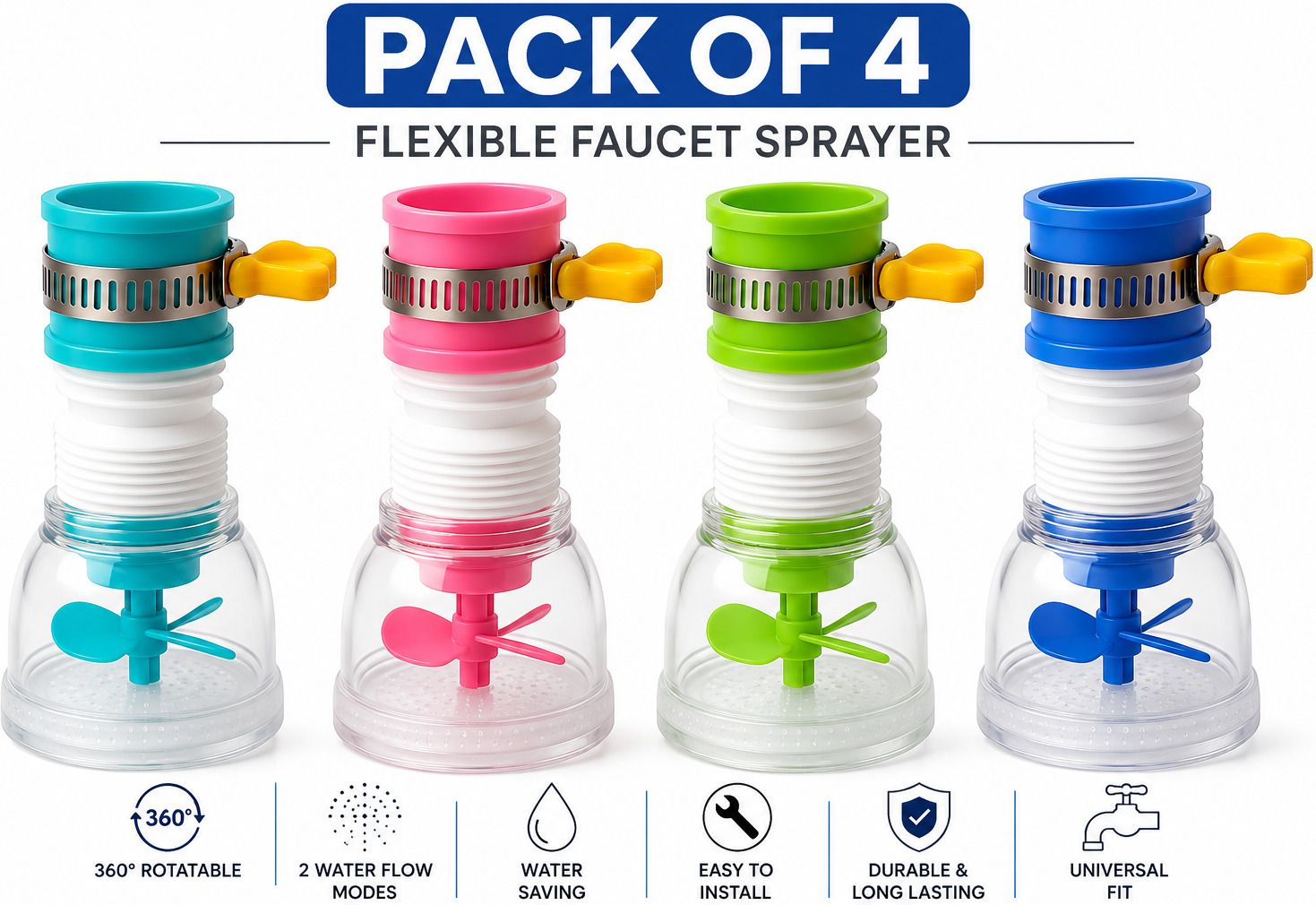 Flexible Kitchen Tap Head 360° Rotatable Sink Faucet Sprayer Nozzle Faucet Nozzle-image-9