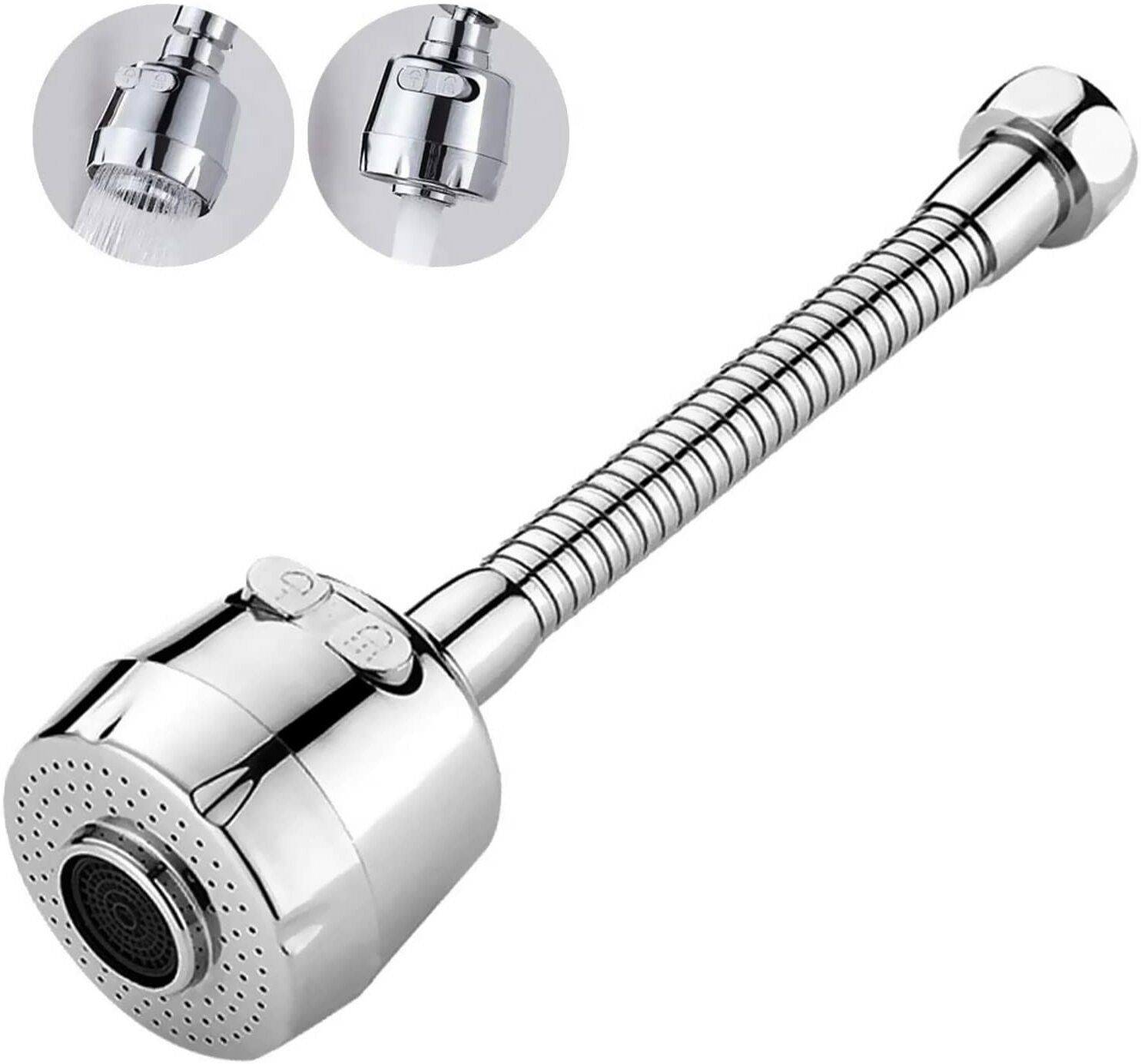 ABS 360° Swivel Kitchen Sink Faucet Flexible Nozzle Attachment with 2 Modes Faucet Nozzle-image-15